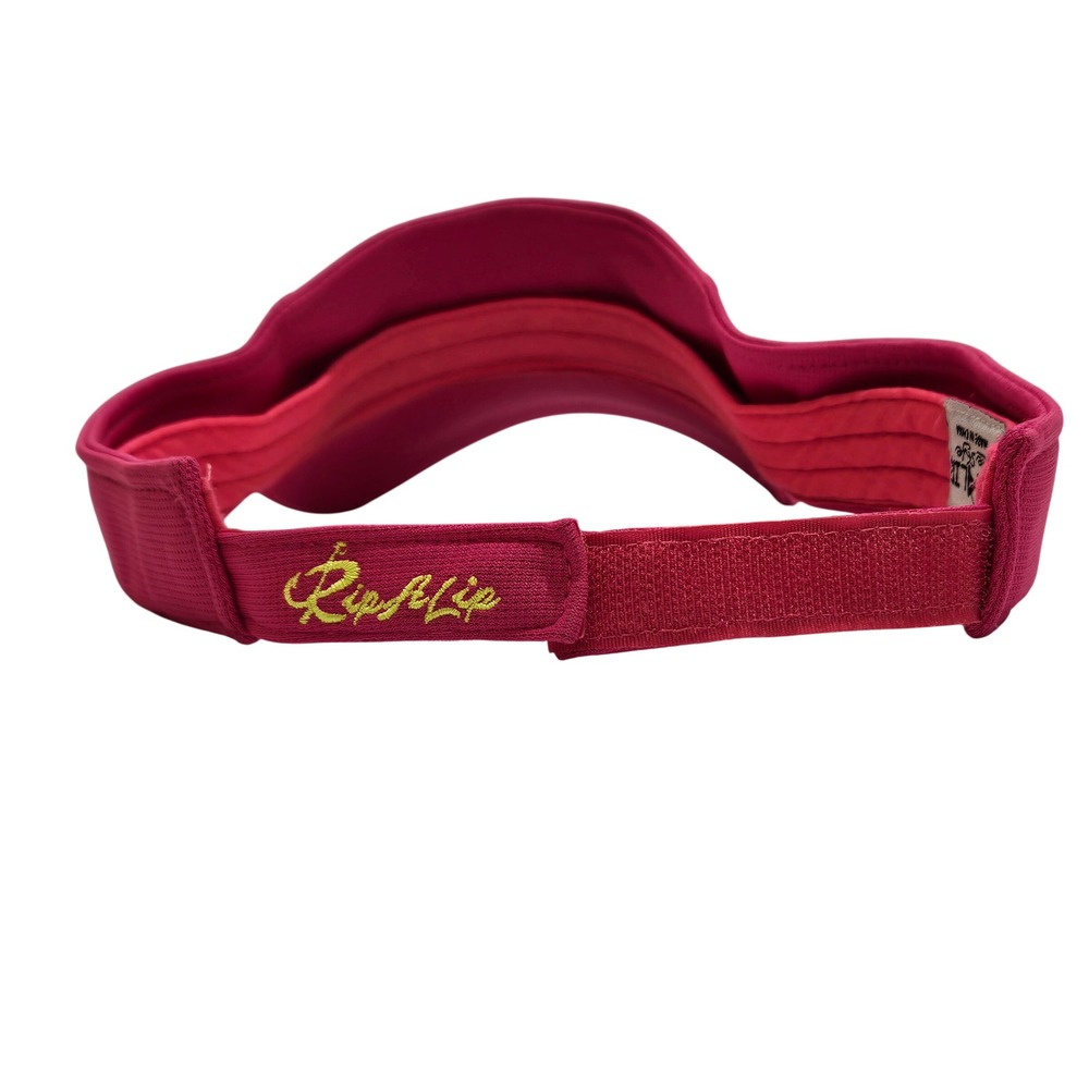 Women's Neon Pink With Yellow Lettering Rip A Lip Adjustable Fishing Visor Hat - Picture 7 of 8